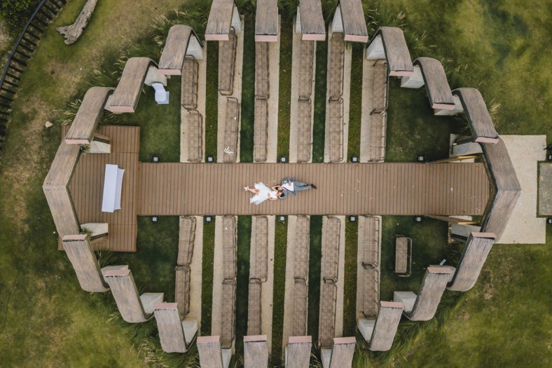 DJ and Ella Wedding, Reception Details, Portraits by Bukool, Belmont Hotel Cebu Wedding, Mactan Newtown Beach Wedding, Cebu Wedding Photographer, Drone shot of wedding couple