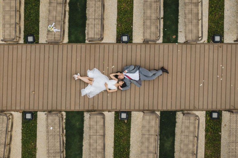 DJ and Ella Wedding, Reception Details, Portraits by Bukool, Belmont Hotel Cebu Wedding, Mactan Newtown Beach Wedding, Cebu Wedding Photographer, Drone shot of wedding couple